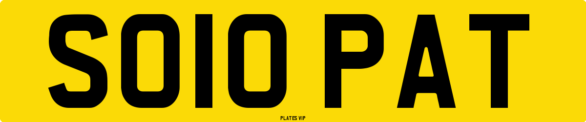 SO10 PAT Number Plate