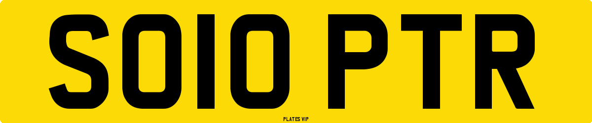 SO10 PTR Number Plate