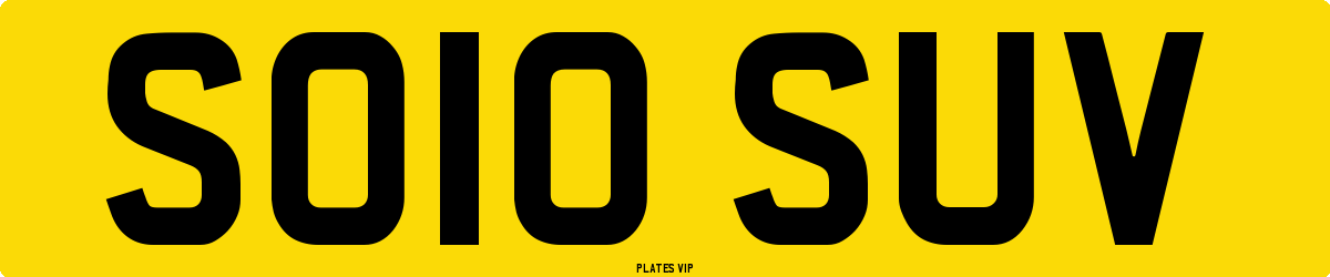 SO10 SUV Number Plate