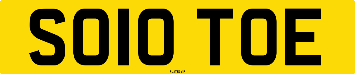 SO10 TOE Number Plate