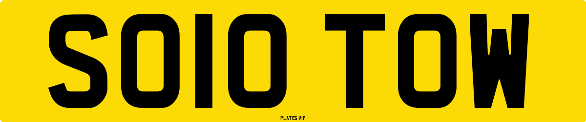 SO10 TOW Number Plate