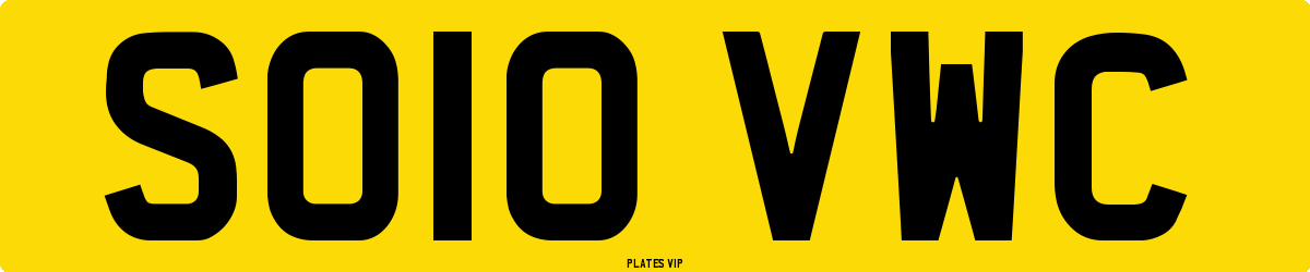 SO10 VWC Number Plate