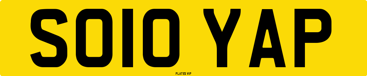 SO10 YAP Number Plate