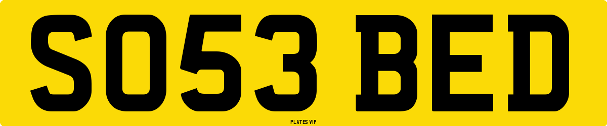 SO53 BED Number Plate