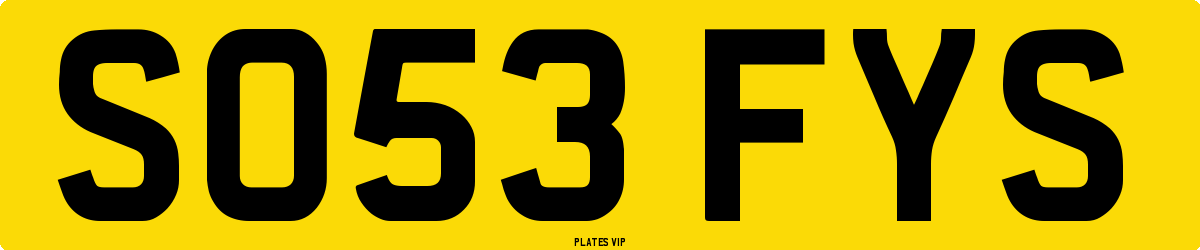 SO53 FYS Number Plate