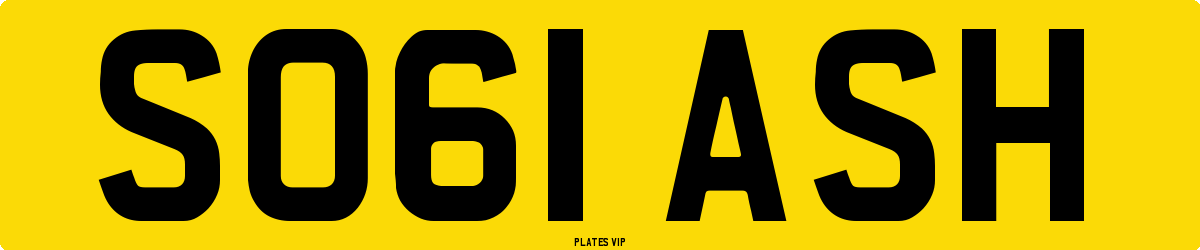 SO61 ASH Number Plate