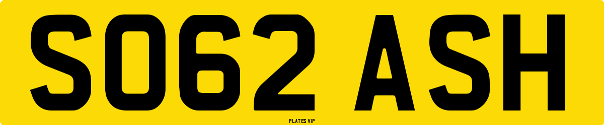 SO62 ASH Number Plate