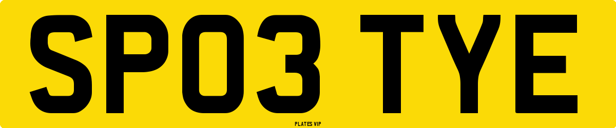 SP03 TYE Number Plate