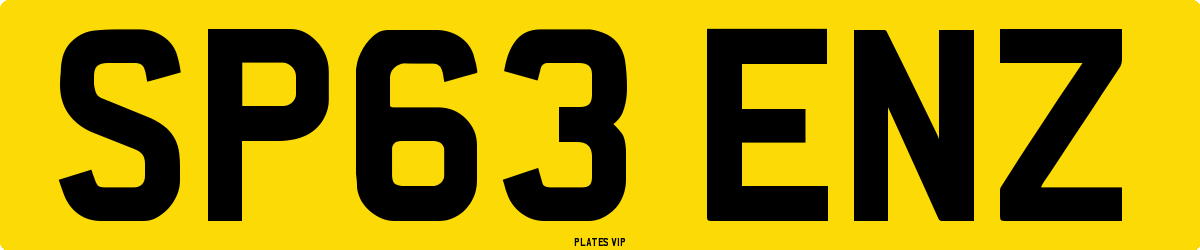 SP63 ENZ Number Plate