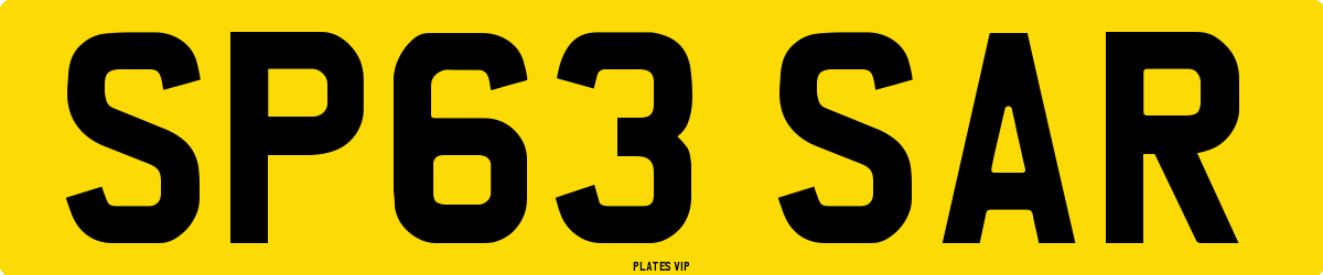 SP63 SAR Number Plate