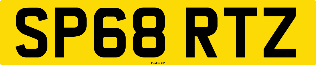 SP68 RTZ Number Plate
