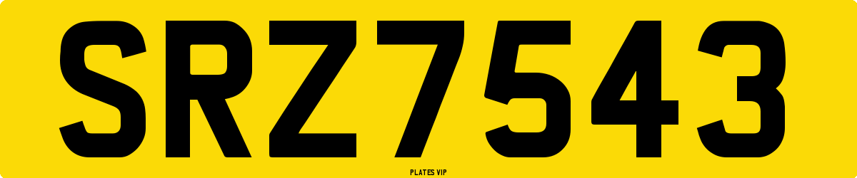 SRZ7543 Number Plate