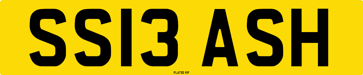 SS13 ASH Number Plate