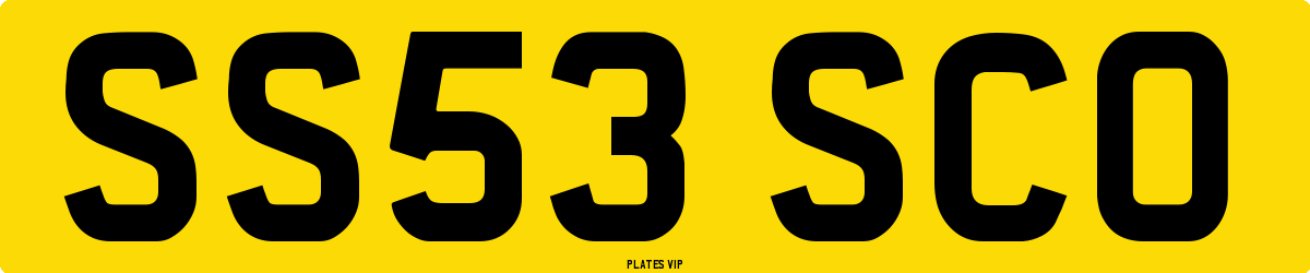 SS53 SCO Number Plate