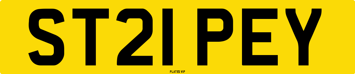 ST21 PEY Number Plate