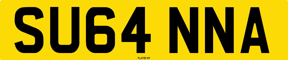 SU64 NNA Number Plate