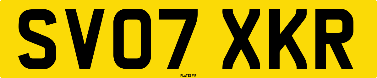 SV07 XKR Number Plate