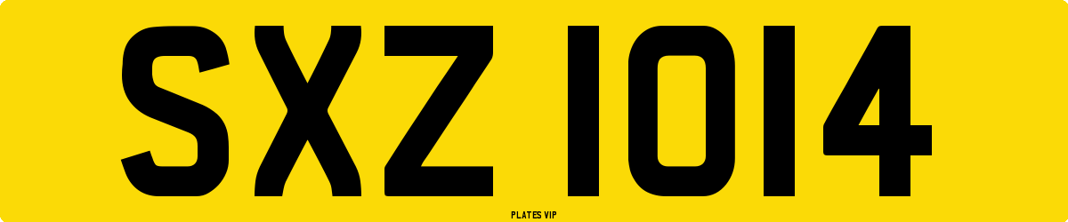 SXZ 1014 Number Plate