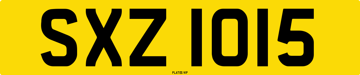 SXZ 1015 Number Plate
