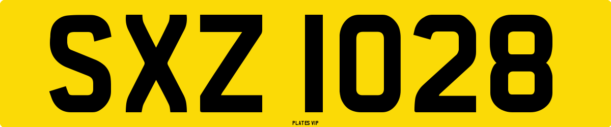 SXZ 1028 Number Plate
