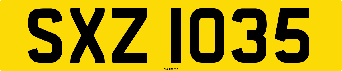 SXZ 1035 Number Plate