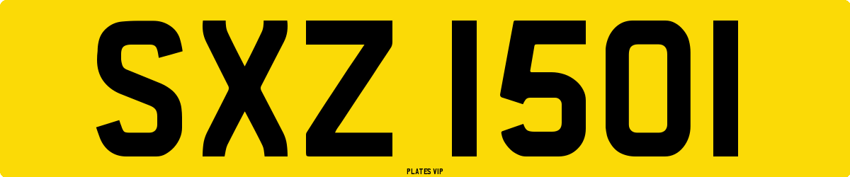 SXZ 1501 Number Plate