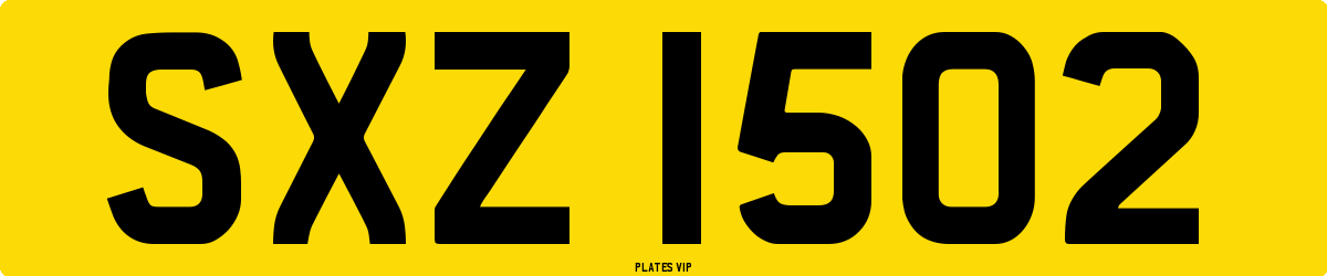SXZ 1502 Number Plate