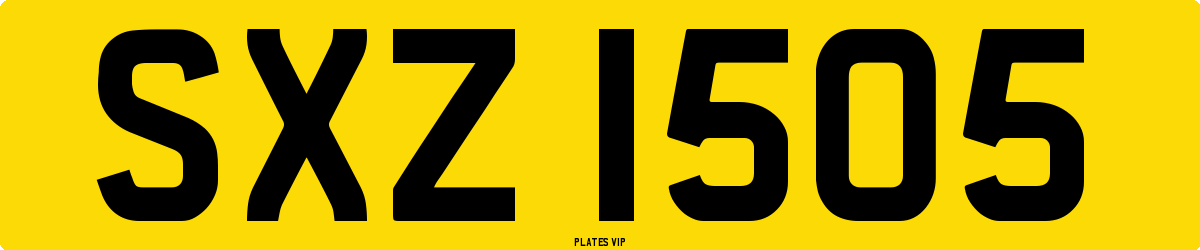 SXZ 1505 Number Plate