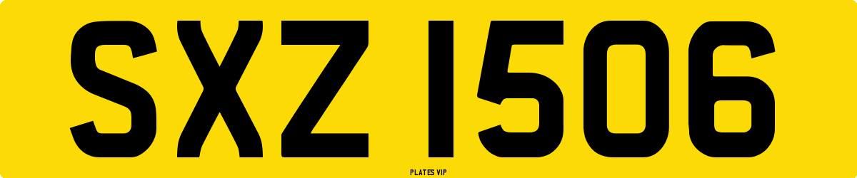 SXZ 1506 Number Plate