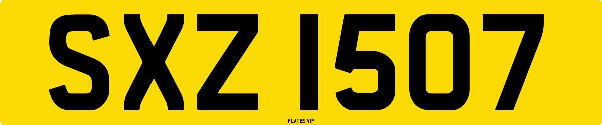 SXZ 1507 Number Plate