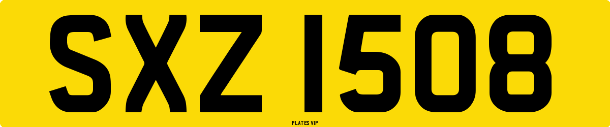 SXZ 1508 Number Plate