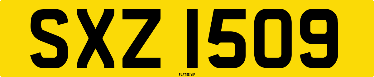 SXZ 1509 Number Plate
