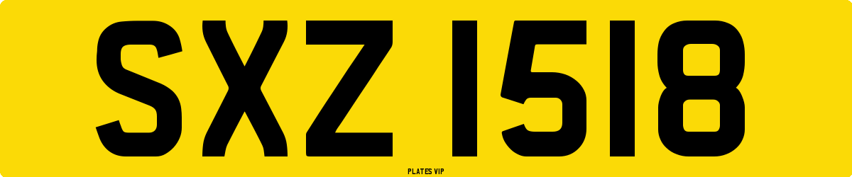 SXZ 1518 Number Plate
