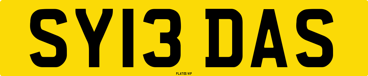 SY13 DAS Number Plate