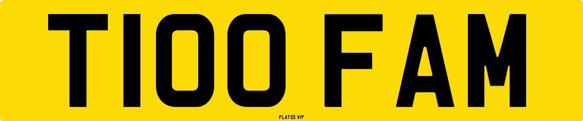 T100 FAM Number Plate