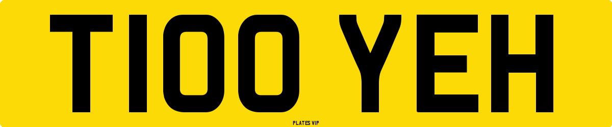 T100 YEH Number Plate