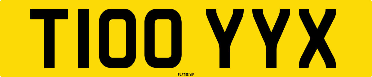 T100 YYX Number Plate