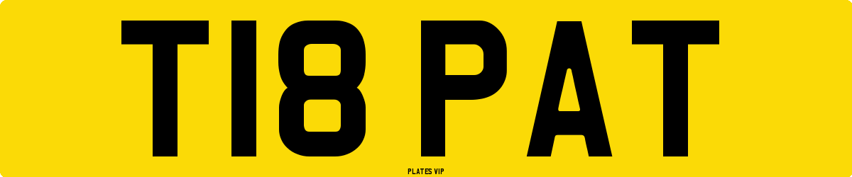 T18 PAT Number Plate