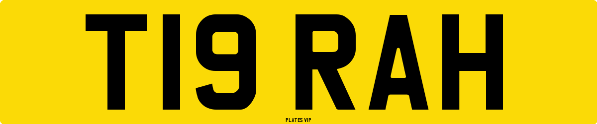 T19 RAH Number Plate