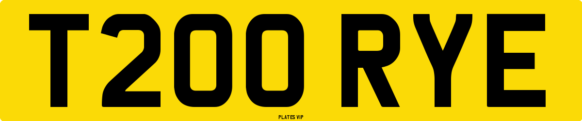 T200 RYE Number Plate