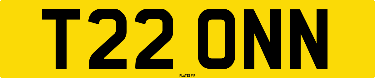 T22 ONN Number Plate