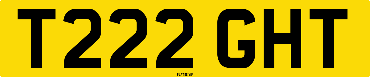 T222 GHT Number Plate