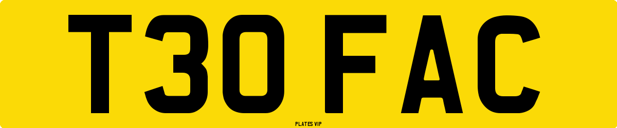 T30 FAC Number Plate