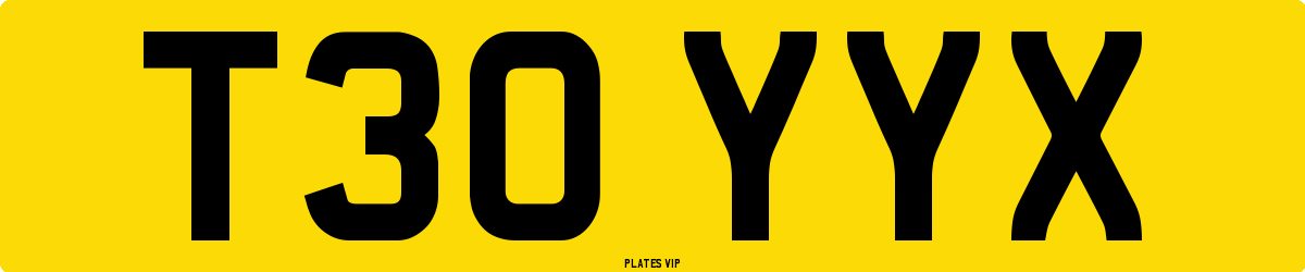 T30 YYX Number Plate