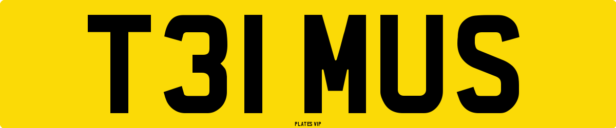 T31 MUS Number Plate