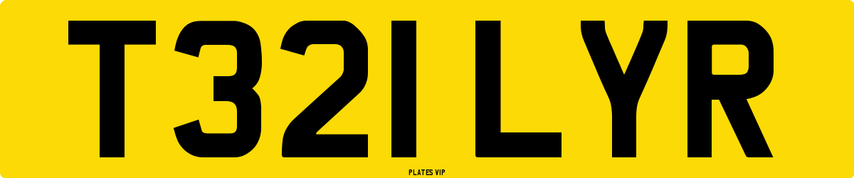 T321 LYR Number Plate
