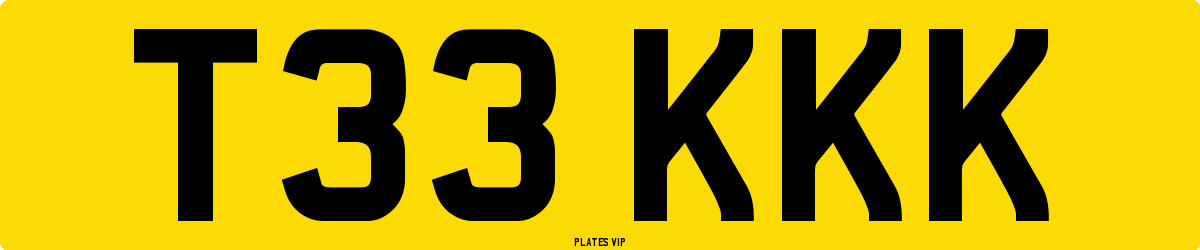 T33 KKK Number Plate