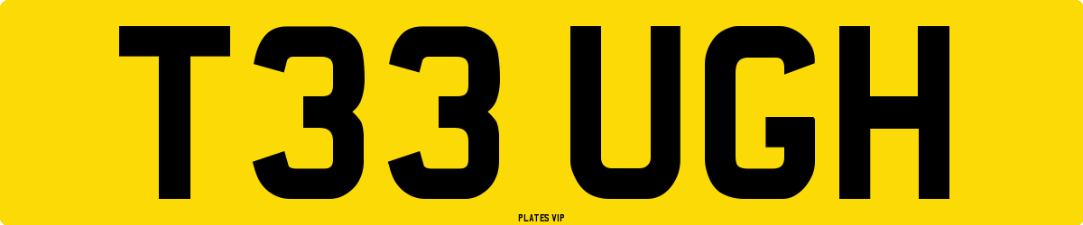 T33 UGH Number Plate