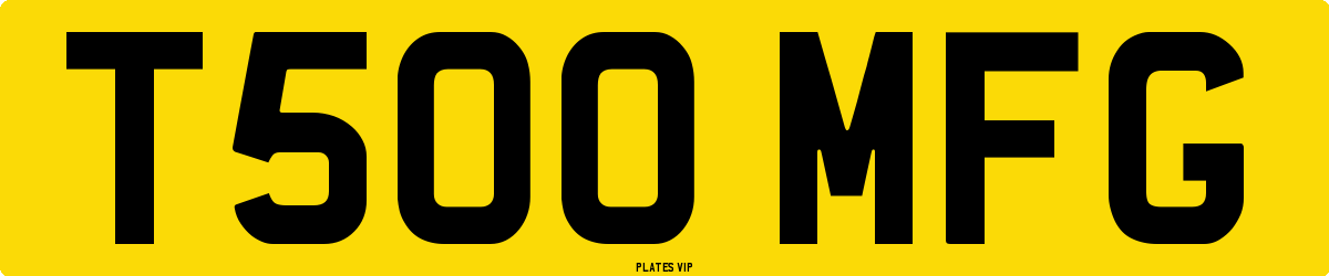 T500 MFG Number Plate