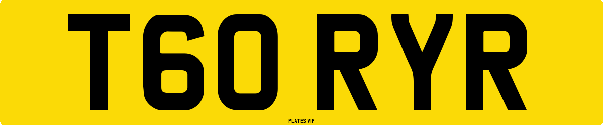 T60 RYR Number Plate